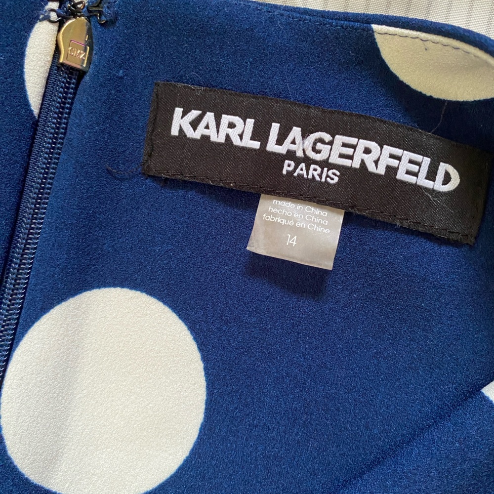 Karl Lagerfeld Navy and White Polka Dot Jumpsuit - Picture 3 of 9